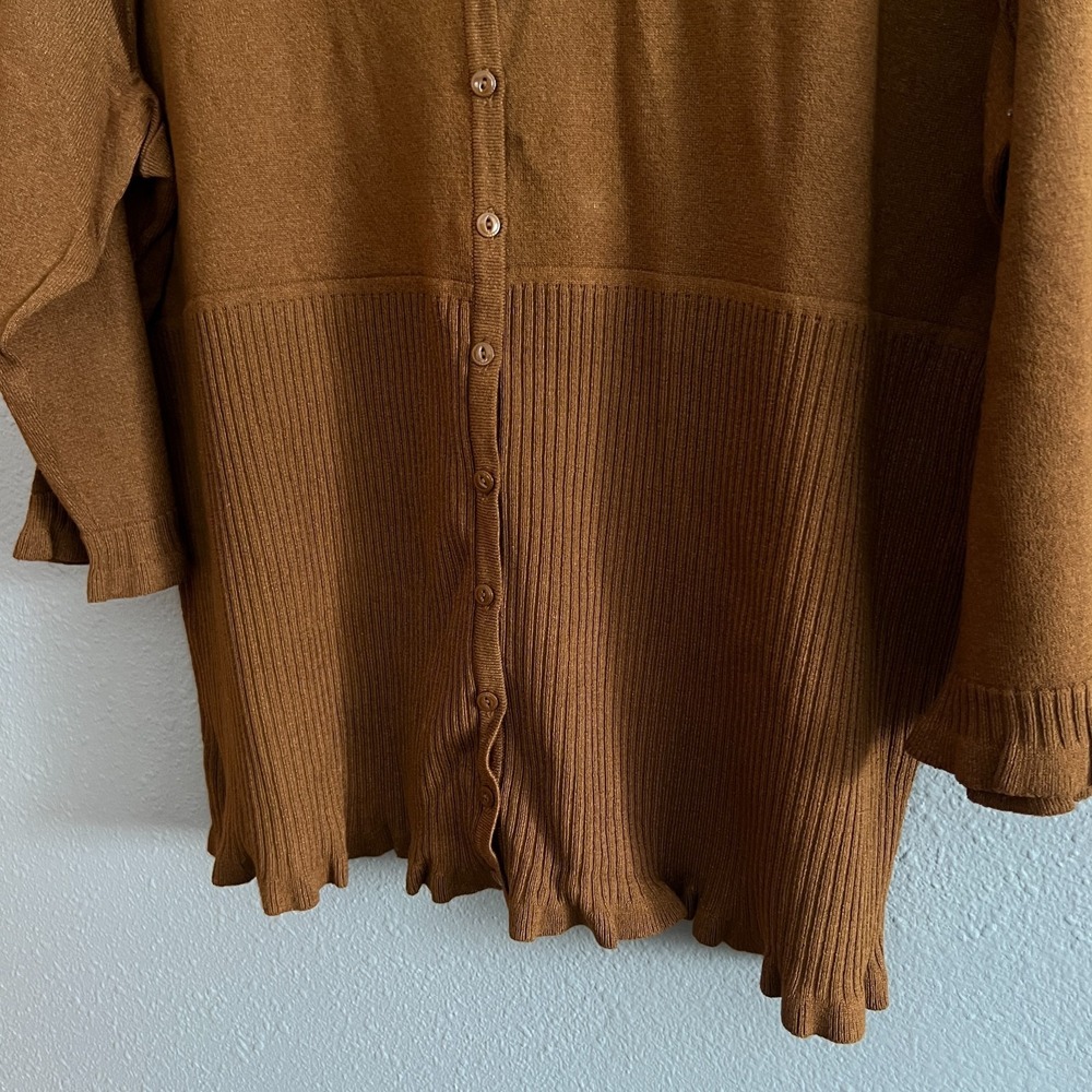 Emma James Women's Brown 3/4 Sleeve Cardigan/Sweater Size 1 With Embroidery - Picture 3 of 8
